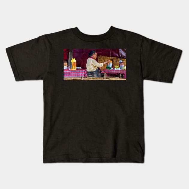 Village Cafe Kids T-Shirt by bulljup